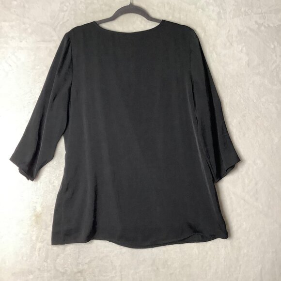 Chico's Black 3/4 Sleeve Tunic Top Women Size 1 Small Polyester Spandex Blend - Picture 2 of 8